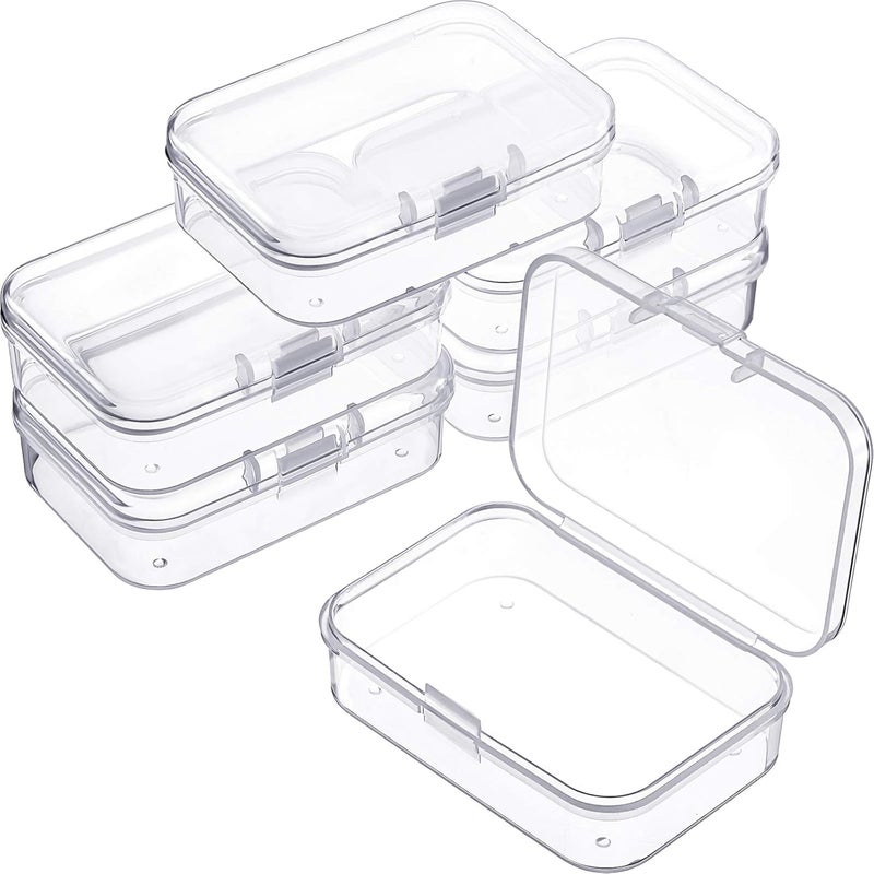 Jetec 6 Pieces Mini Plastic Clear Beads Storage Containers Box for Collecting Small Items, Beads, Jewelry, Business Cards, Game Pieces, Crafts (2.5 x 1.7 x 0.8 Inch) - Image 1
