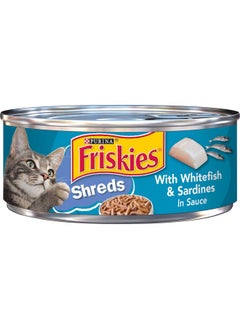 PURINA Purina Friskies Shreds Wet Cat Food, Whitefish & Sardines in Sauce, Made with Real Whitefish & Sardines, for Adult Cats & Kittens, 5.5-Ounce Can (Pack of 12)  - Image 2