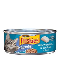 PURINA Purina Friskies Shreds Wet Cat Food, Whitefish & Sardines in Sauce, Made with Real Whitefish & Sardines, for Adult Cats & Kittens, 5.5-Ounce Can (Pack of 12)  - Image 1