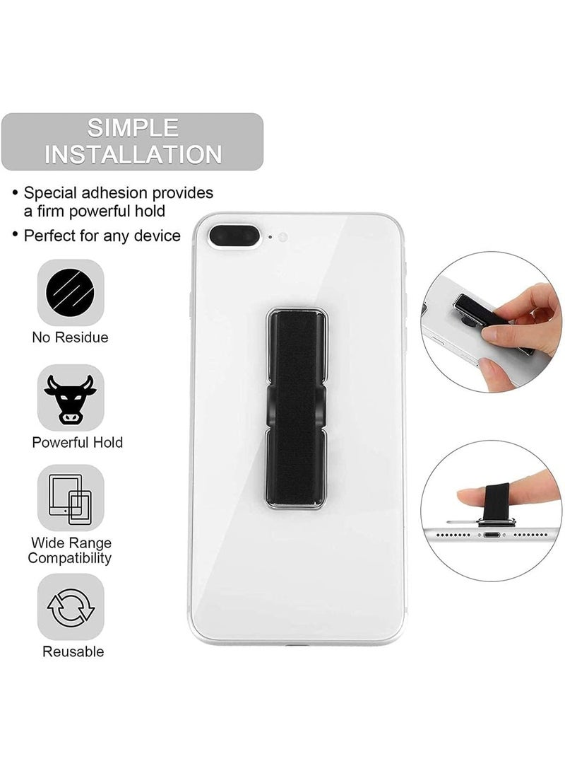 YD Finger Strap Phone Holder 4-Pack, Elastic Finger Grip with Stand for Smartphones & Small Tablets (Black, Silver) - Image 5
