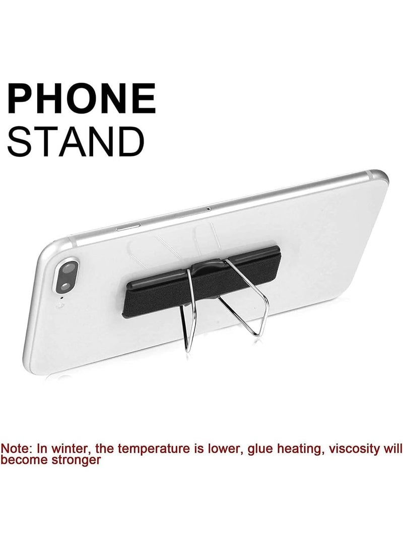 YD Finger Strap Phone Holder 4-Pack, Elastic Finger Grip with Stand for Smartphones & Small Tablets (Black, Silver) - Image 4