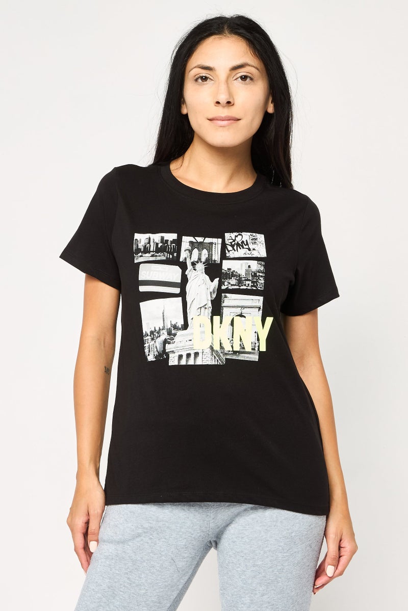 DKNY Sport Women Sportswear Fit Short Sleeve Outdoor T-Shirt, Black - Image 1