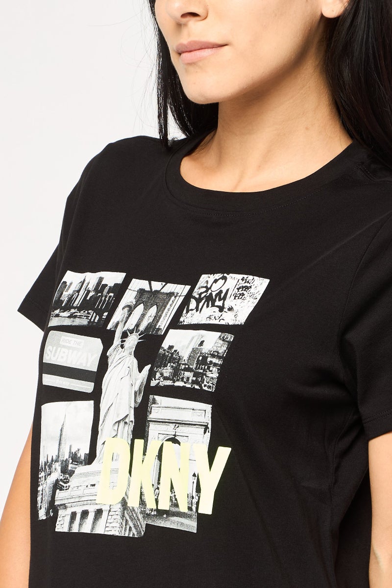 DKNY Sport Women Sportswear Fit Short Sleeve Outdoor T-Shirt, Black - Image 3