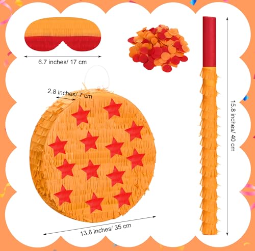 RoundFunny Anime Theme Pinata Party Birthday Decorations Orange and Red 7 Star Ball Party Favor Centerpiece Photo Prop Pinata Stuffers Birthday Supplies - Image 5