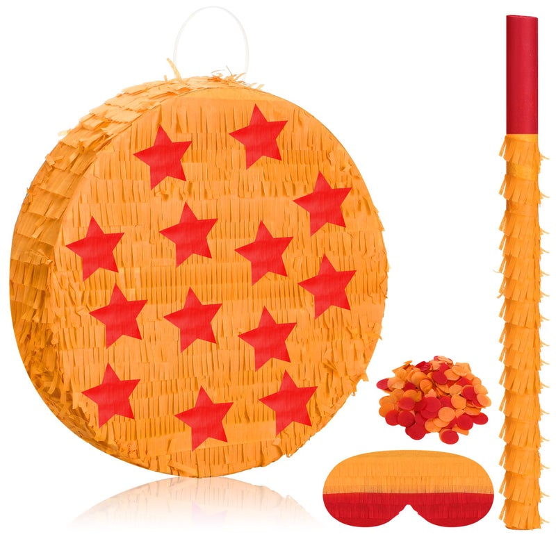RoundFunny Anime Theme Pinata Party Birthday Decorations Orange and Red 7 Star Ball Party Favor Centerpiece Photo Prop Pinata Stuffers Birthday Supplies - Image 3