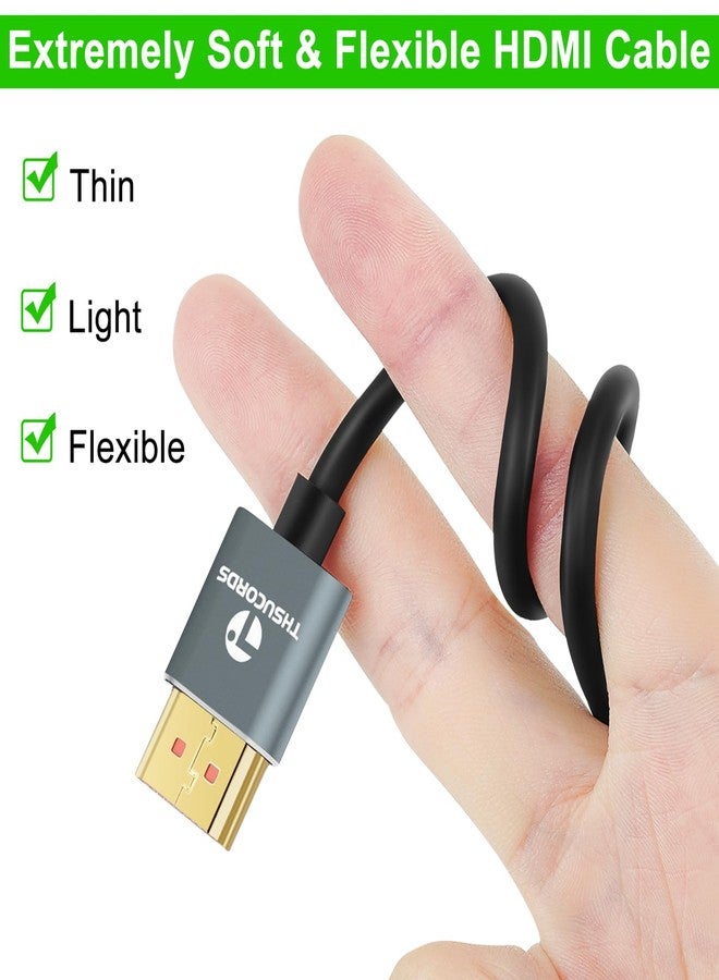 Thsucords Ultra Thin 8K 4K HDMI Cables 3.3FT, Slim & Flexible Soft High Speed HDMI 2.1 Cord Support 4K@120Hz 8K@60Hz 48Gbps for Roku TV/HDTV/PS5/Blu-ray - Image 2