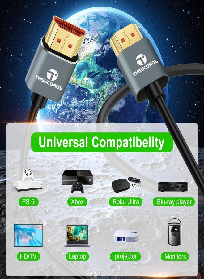 Thsucords Ultra Thin 8K 4K HDMI Cables 3.3FT, Slim & Flexible Soft High Speed HDMI 2.1 Cord Support 4K@120Hz 8K@60Hz 48Gbps for Roku TV/HDTV/PS5/Blu-ray - Image 4