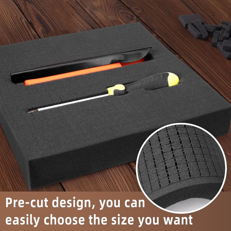 DECOHS 4 Pcs Pick and Pluck Foam Insert - 12 x 12 x 2 Inch Pre Cube Sheet Foam with Bottom Use for Board Game Box Cases Storage Drawer - Image 5