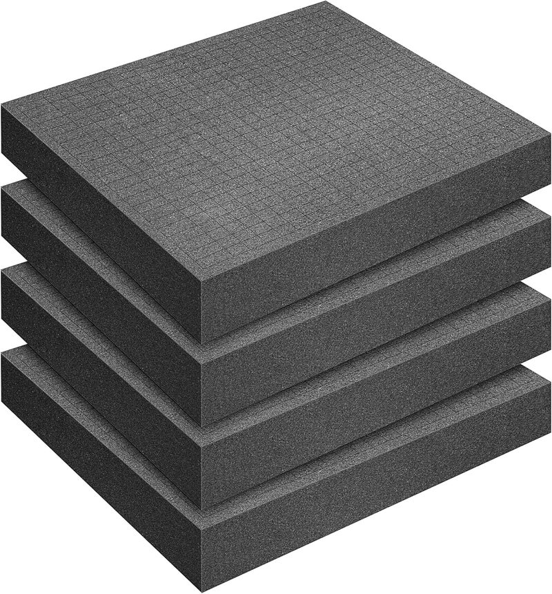 DECOHS 4 Pcs Pick and Pluck Foam Insert - 12 x 12 x 2 Inch Pre Cube Sheet Foam with Bottom Use for Board Game Box Cases Storage Drawer - Image 1