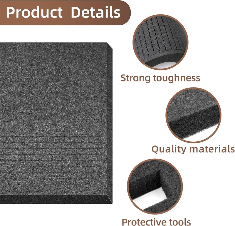 DECOHS 4 Pcs Pick and Pluck Foam Insert - 12 x 12 x 2 Inch Pre Cube Sheet Foam with Bottom Use for Board Game Box Cases Storage Drawer - Image 3