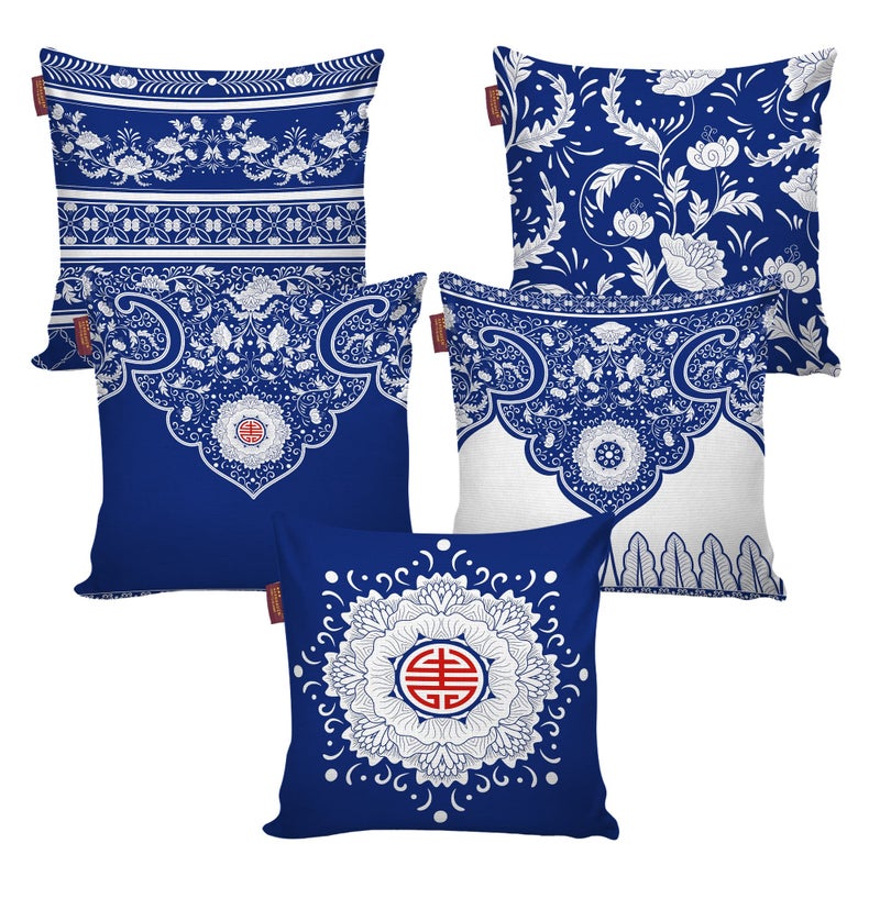 AEROHAVENâ„¢ Set of 5 Turkish Designer Decorative Throw Pillow/Cushion Covers - 18 x 18 inches - Image 2