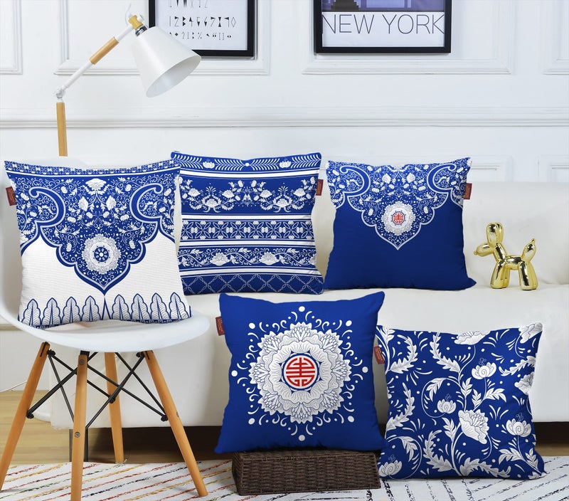 AEROHAVENâ„¢ Set of 5 Turkish Designer Decorative Throw Pillow/Cushion Covers - 18 x 18 inches - Image 1