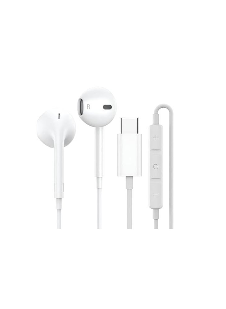 USB C Headphones,Type C Wired Hi-Reswhite Earbuds with Microphone Noise Cancelling Compatible with Google Pixel 4/3/2/XL, Samsung, OnePlus, Xiaomi, Huawei and Other Type-C Devices,