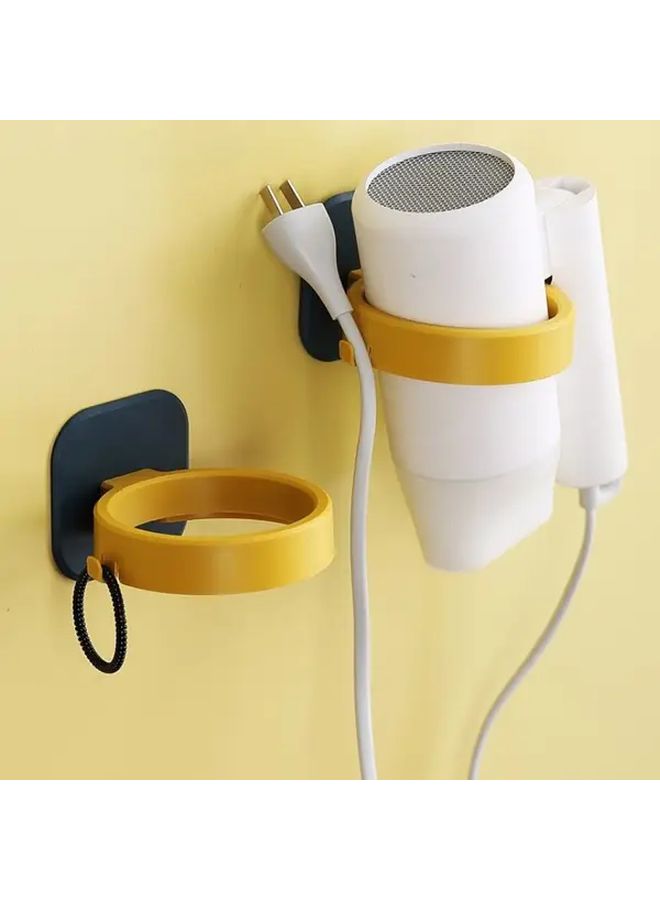 Yellow Hair Dryer Holder Wall Mounted Bathroom Organizer Space Saving Design - Image 5
