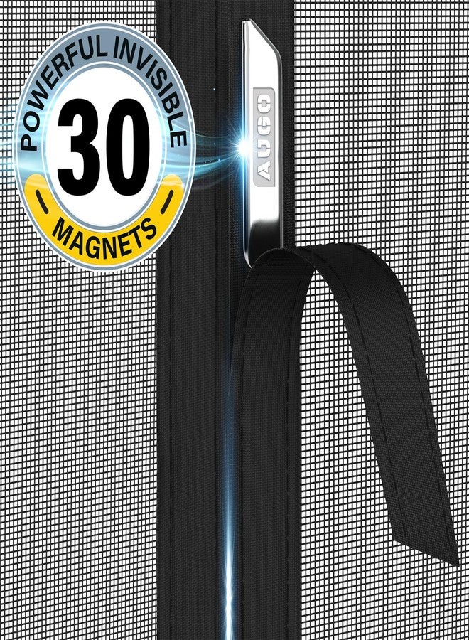 AUGO Fiberglass Magnetic Screen Door Reversible Left Right Side Opening - Self Sealing, Heavy Duty, Hands Free, Keeps Bugs Out - Pet and Kid Friendly - Patent Pending Keep Open Feature - 74” x 81” - Image 4