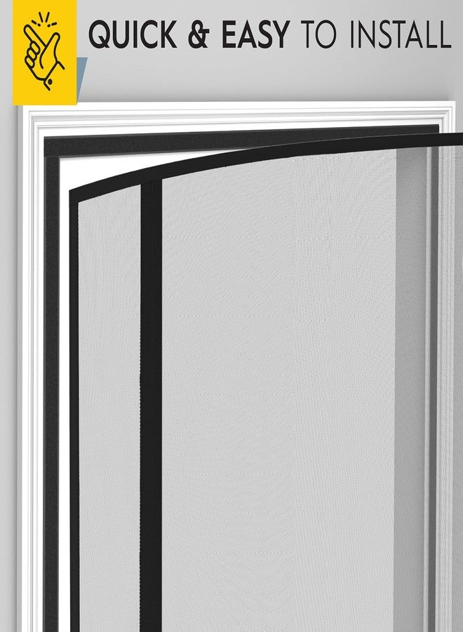 AUGO Fiberglass Magnetic Screen Door Reversible Left Right Side Opening - Self Sealing, Heavy Duty, Hands Free, Keeps Bugs Out - Pet and Kid Friendly - Patent Pending Keep Open Feature - 74” x 81” - Image 5