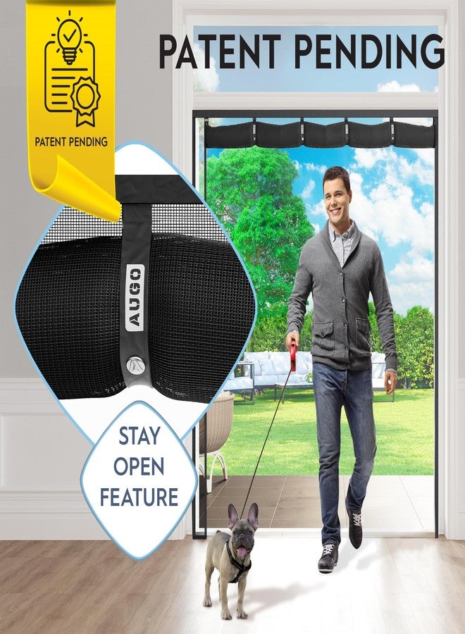 AUGO Fiberglass Magnetic Screen Door Reversible Left Right Side Opening - Self Sealing, Heavy Duty, Hands Free, Keeps Bugs Out - Pet and Kid Friendly - Patent Pending Keep Open Feature - 74” x 81” - Image 2