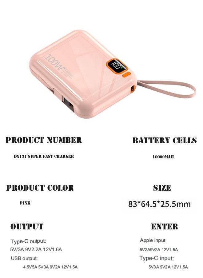 ZCM-HAPPY - 66w fast charging power bank 20000mAh large capacity mini PD two-way fast charging mobile power printing with self-contained line - Image 1