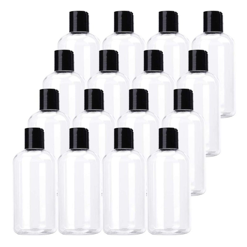 Bekith Bekith 16 Pack 8oz Plastic Squeeze Bottles with Disc Cap Clear Travel Containers For Shampoo Lotions Liquid Body Soap Creams