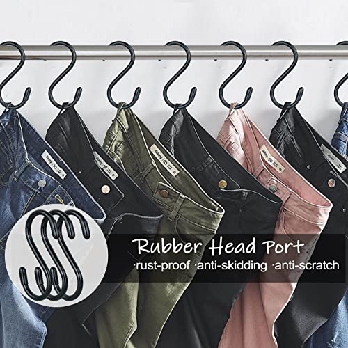 DINGEE 3 Inch Vinyl Coated S Hook,S Hooks for Hanging Plants ,10 Pack Non Slip Heavy Duty S Hooks ,Small Rubber Coated Steel Metal Black Closet S Hook for Hanging Jeans Plants Jewelry Pot Pan Cups Towels - Image 3
