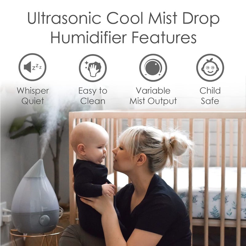 Crane Crane Ultrasonic Cool Mist Humidifier for Baby Nursery and Bedroom, Large 1 Gallon Tank, Adjustable Humidity, Automatic Shut-Off, Filter Optional  - Image 2