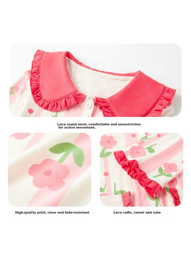 Deesha 60s High-count High-density Girls' Class A 100% Cotton Cardigan Pajama Set Spring Autumn Sweet Long Sleeve Homewear - Image 3