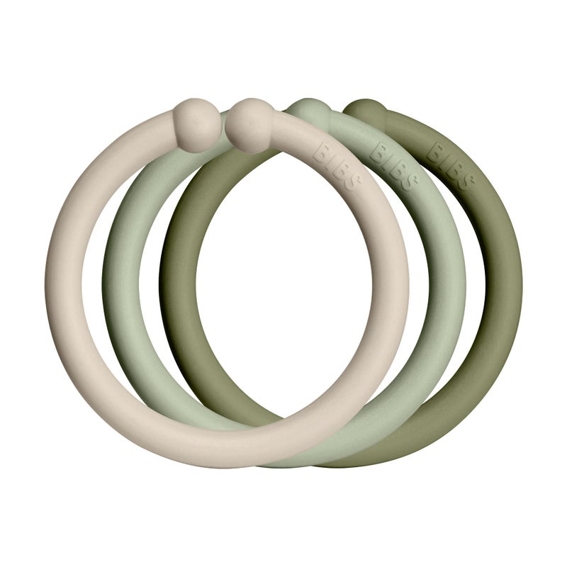 BIBS Loops 12-Pack, BPA Free, Made in Denmark. Polypropylene, Vanilla/Sage/Olive - Image 1