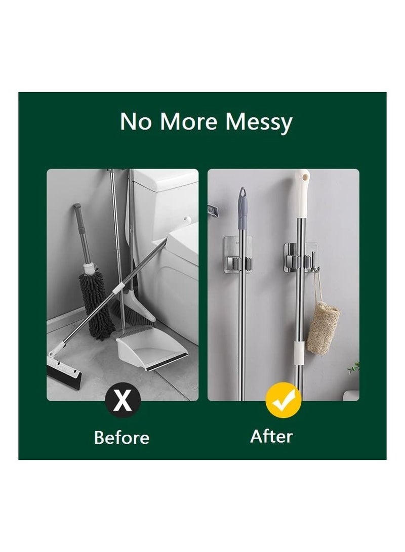 Rock Pow Broom Mop Holder with Hook 3 Pack, Self Adhesive Broom Gripper Wall Mount Mop Racks Holders for Home Organization - Image 2