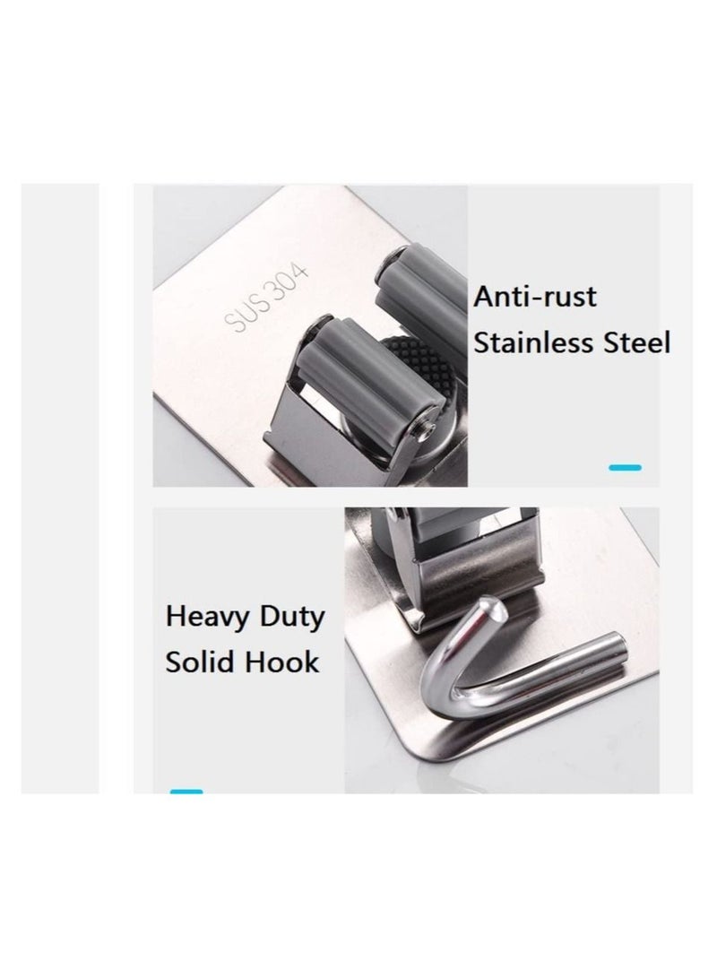 Rock Pow Broom Mop Holder with Hook 3 Pack, Self Adhesive Broom Gripper Wall Mount Mop Racks Holders for Home Organization - Image 4