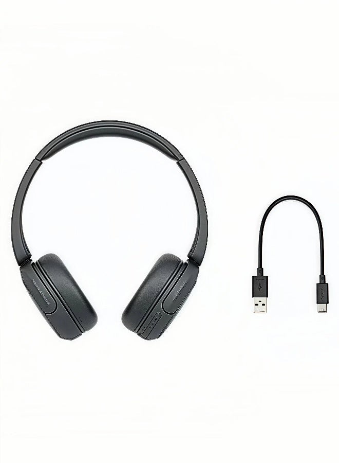 Sony WH-CH520 Wireless Headphones Bluetooth On-Ear Headset with Microphone and up to 50 Hours Battery Life with Quick Charging For Phone Call - Black - Image 2