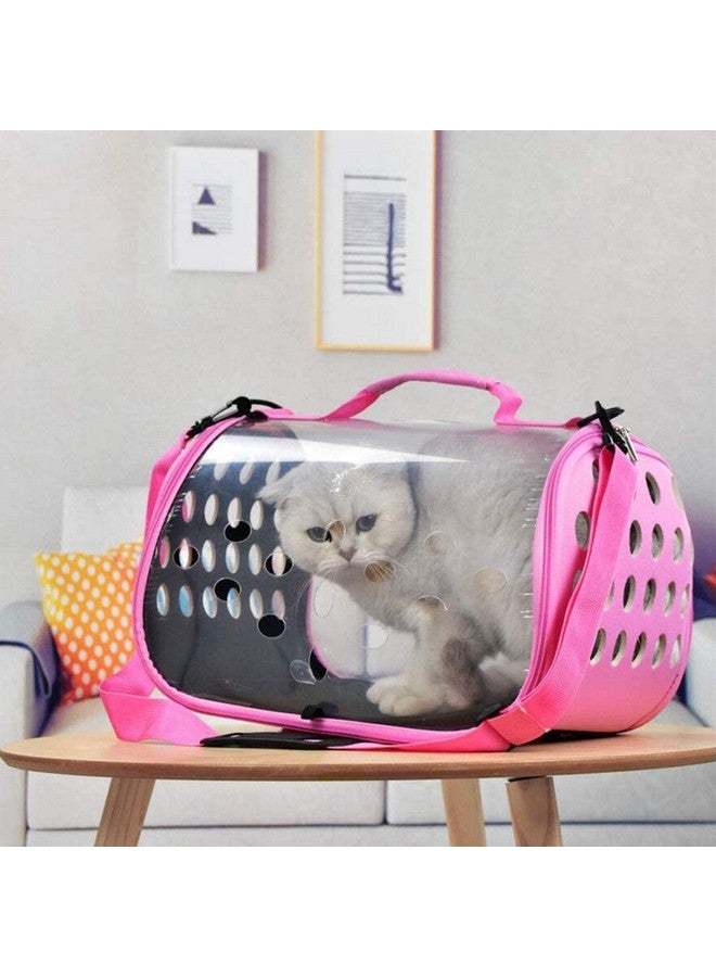 إيميلي بيتس صندوق حامل الحيوانات الأليفة قابل للطي مع قفص شفاف قابل للتنفس للقطط والكلاب على الكتف محمول للسفر والسيارة لنقل البضائع الخارجية (اللون: وردي، المقاس: 44 * 25 * 28 سم) - Image 3