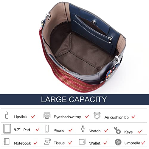 BROMEN Handbags for Women Bucket Bags Vegan Leather Purses and Handbags Crossbody Purse Navy - Image 4