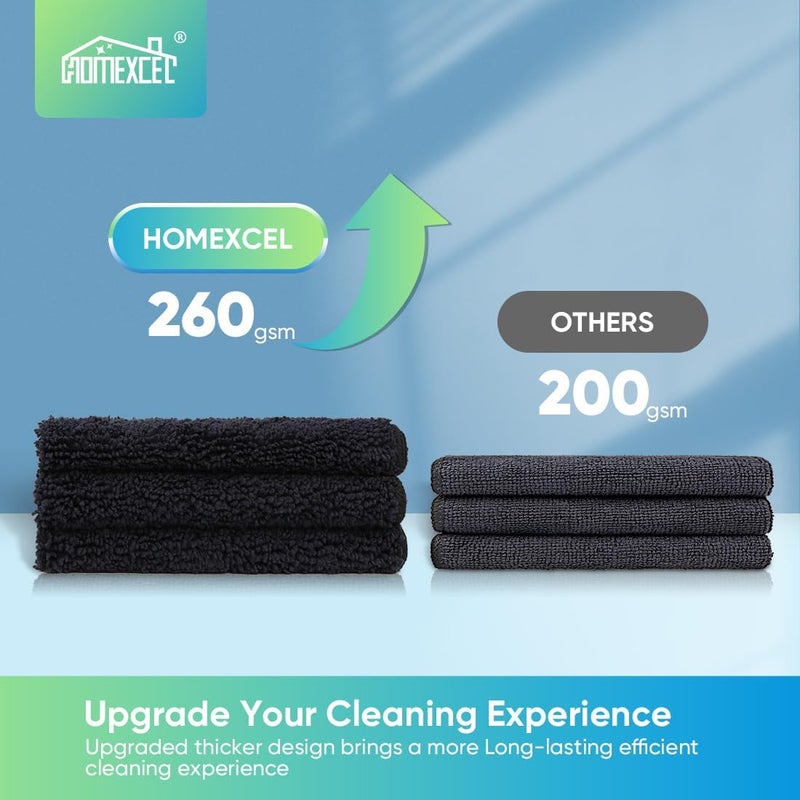 HOMEXCEL Black Microfiber Cleaning Cloth, 12 Pack Premium Microfiber Towels for Cars, Lint Free, Scratch-Free, Highly Absorbent, Reusable Cleaning Rags for Car, Household, Kitchen, Window, 11.5"X11.5" - Image 2