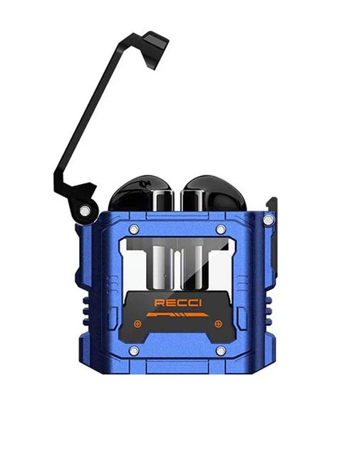 Recci Wandering Planet REP-W36 Wireless Earbuds – Bluetooth 5.3 TWS Headphones with Hi-Fi Sound, Heavy Bass, Noise Cancelling, 10m Range, 4.5H Playtime, Type-C Charging, Touch Control – Space Capsule Design (Blue)