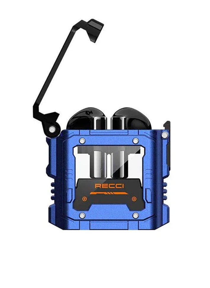 Recci Wandering Planet REP-W36 Wireless Earbuds – Bluetooth 5.3 TWS Headphones with Hi-Fi Sound, Heavy Bass, Noise Cancelling, 10m Range, 4.5H Playtime, Type-C Charging, Touch Control – Space Capsule Design (Blue)