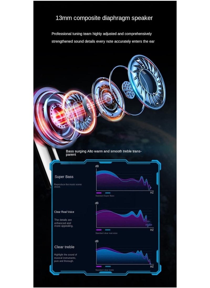 Recci Wandering Planet REP-W36 Wireless Earbuds – Bluetooth 5.3 TWS Headphones with Hi-Fi Sound, Heavy Bass, Noise Cancelling, 10m Range, 4.5H Playtime, Type-C Charging, Touch Control – Space Capsule Design (Blue)