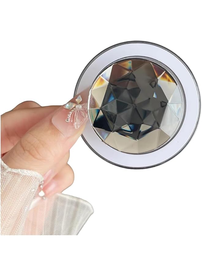 Green Tiger Synthetic Cubic Zirconia Phone Grip Magnetic Phone Stand Magnetic Type Mobile Phone Grip Stand Holder for Smartphone Tablet Cell Phone Accessory (Gray)