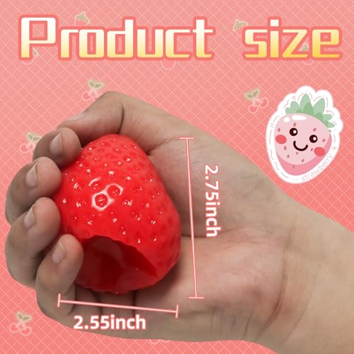 JIACAI 2pcs Squishy StrawberryCute Squeeze ToysKawaii Squishies PVC ToysStress Relieving Fur Ball OPP Packaging Gifts Fidget Toys for AnxietyRelaxation for Kids Adults 2pcs - Image 5