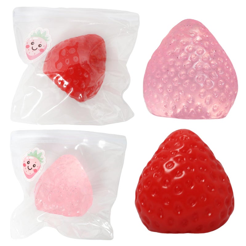 JIACAI 2pcs Squishy StrawberryCute Squeeze ToysKawaii Squishies PVC ToysStress Relieving Fur Ball OPP Packaging Gifts Fidget Toys for AnxietyRelaxation for Kids Adults 2pcs - Image 3