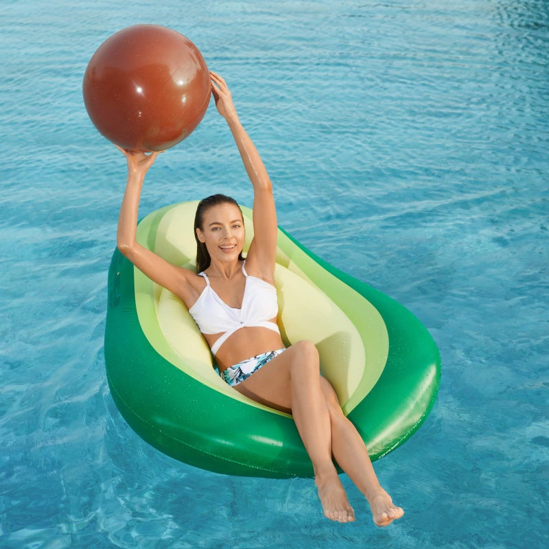 Jasonwell Inflatable Avocado Pool Float Floatie with Ball Water Fun Large Blow Up Summer Beach Swimming Floaty Party Toys Lounge Raft for Adults (L) - Image 5