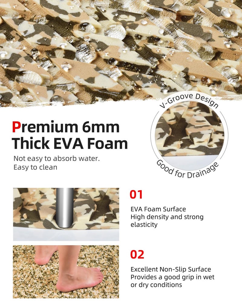 Abahub EVA Foam Boat Decking 48''x16'' Non-Slip Surfboard Traction Pad Grip Mat Self-Adhesive Trimmable Flooring Sheet for Boats SUP Board Kayak Surfing Camouflage Brown - Image 3