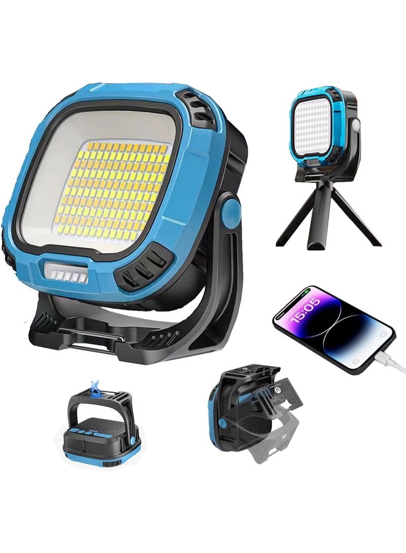Bukela LED Rechargeable Work Light, 3300 Lumen COB Portable Flood Light, 180 Rotating Magnetic Base for Job Site Lighting, Car Repair and Emergency (Blue) - Image 1