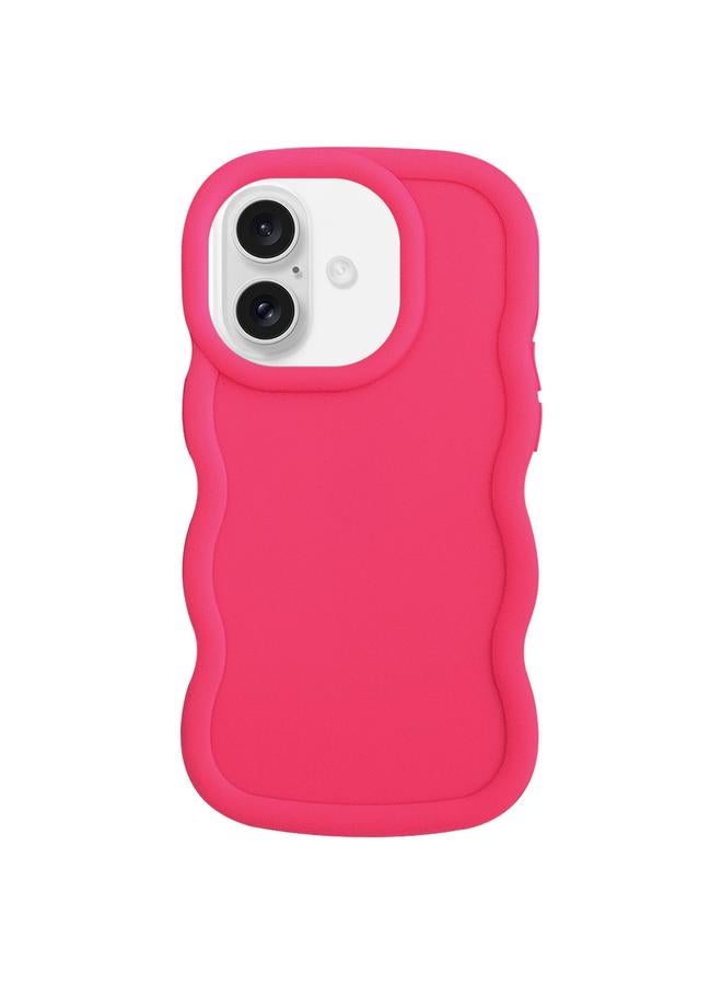 For iPhone 16 Big Wave Puff Shape TPU Phone Case(Rose Red)