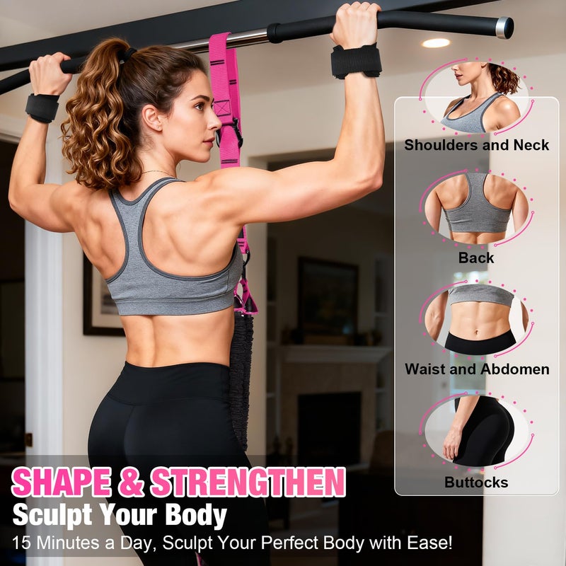 KUZARO Pull Up Assistance Bands for Women, Heavy Duty Resistance Bands with Handles, Exercise Band with Door Anchor, Workout Band Set for Pull Up Bar, Full Body Sculpting,Muscle Training, Recovery, Home Gym - Image 2