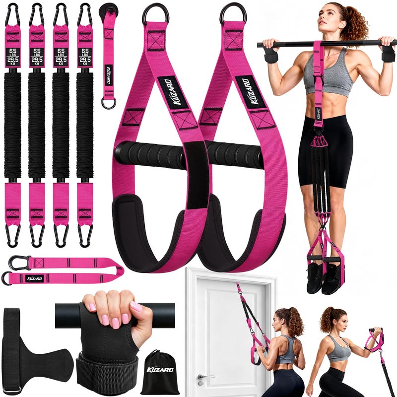 KUZARO Pull Up Assistance Bands for Women, Heavy Duty Resistance Bands with Handles, Exercise Band with Door Anchor, Workout Band Set for Pull Up Bar, Full Body Sculpting,Muscle Training, Recovery, Home Gym - Image 1