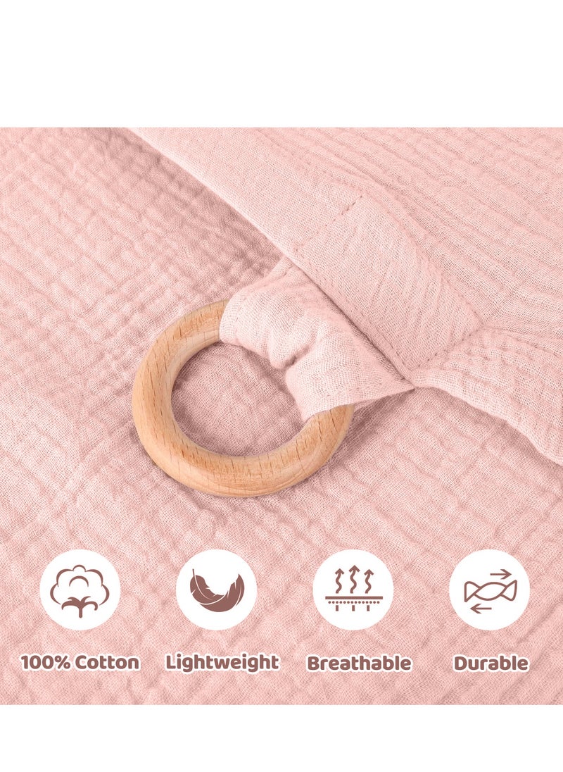 Bebiland Muslin Nursing Cover with Wooden Hoop, 100% Cotton Breastfeeding Cover, Soft and Breathable Privacy Nursing Apron for Mom (Pink)  - Image 3