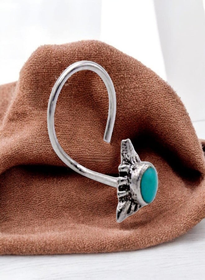 LBV 925 Sterling Silver Triangle Shape With Blue Stone Oxidized Nose Pin Wire for Womens and Girls - Image 4