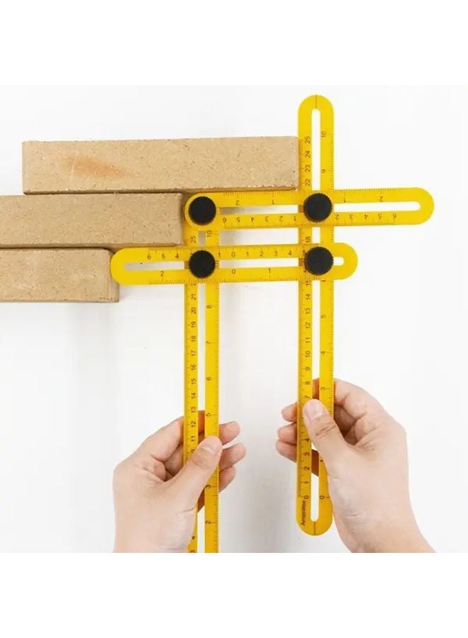 Yellow Multifunctional ABS Plastic Ruler Four Fold Multi Angle Four Sided Design - Image 3