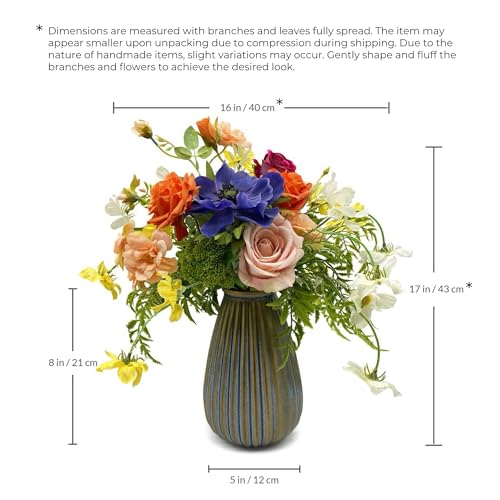 WAKISAKI Artificial Faux Flowers in Vase, Silk Flower Arrangement Artificial Floral Centerpiece, Table Centerpieces for Dining Room Home Decor Valentine's Day Gift (Spring) - Image 3