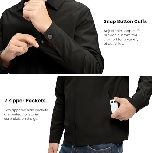 Rdruko Men's Light Jackets Windbreaker Spring Fall Lightweight Jackets Caual Stylish Jacket with Pockets, Black, 2XL - Image 5